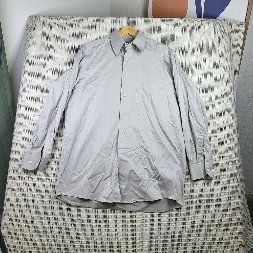 Hugo Boss Shirt Mens 15.5 32/33 Gray Long Sleeve Button Up Dress Work‎ Top